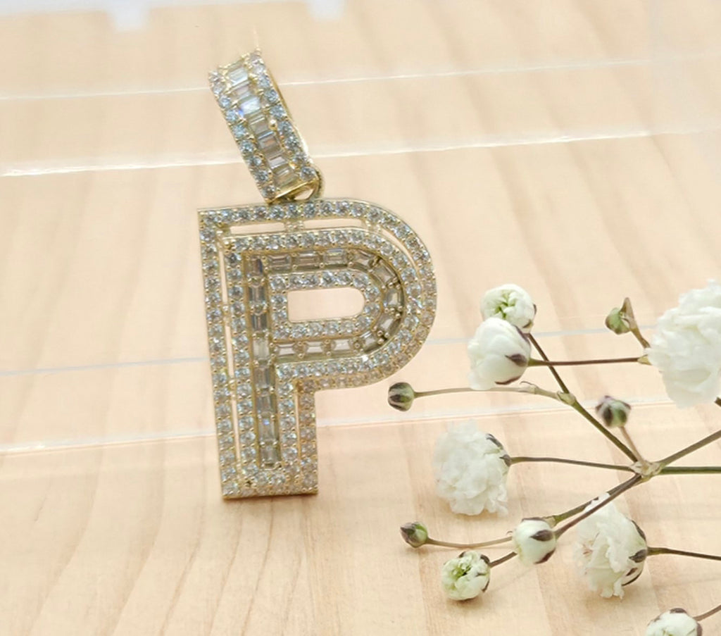 10K SMALL CZ "P" LETTER PENDANT – JY Jewelry Wholesale