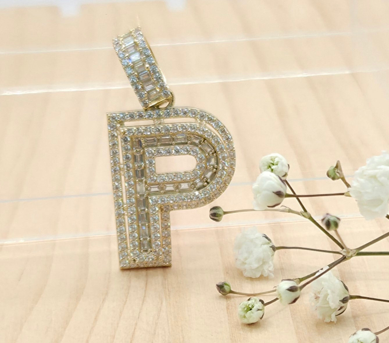 10K SMALL CZ "P" LETTER PENDANT – JY Jewelry Wholesale