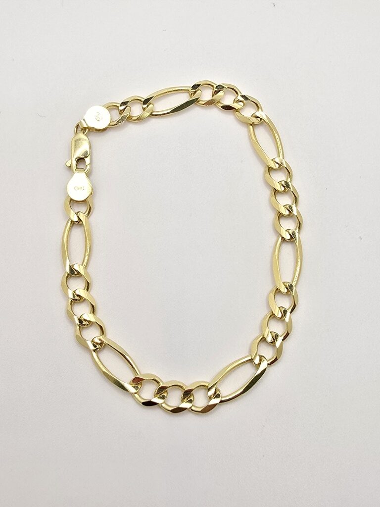 10K FIGARO BRACELET – 9" 7MM – JY Jewelry Wholesale