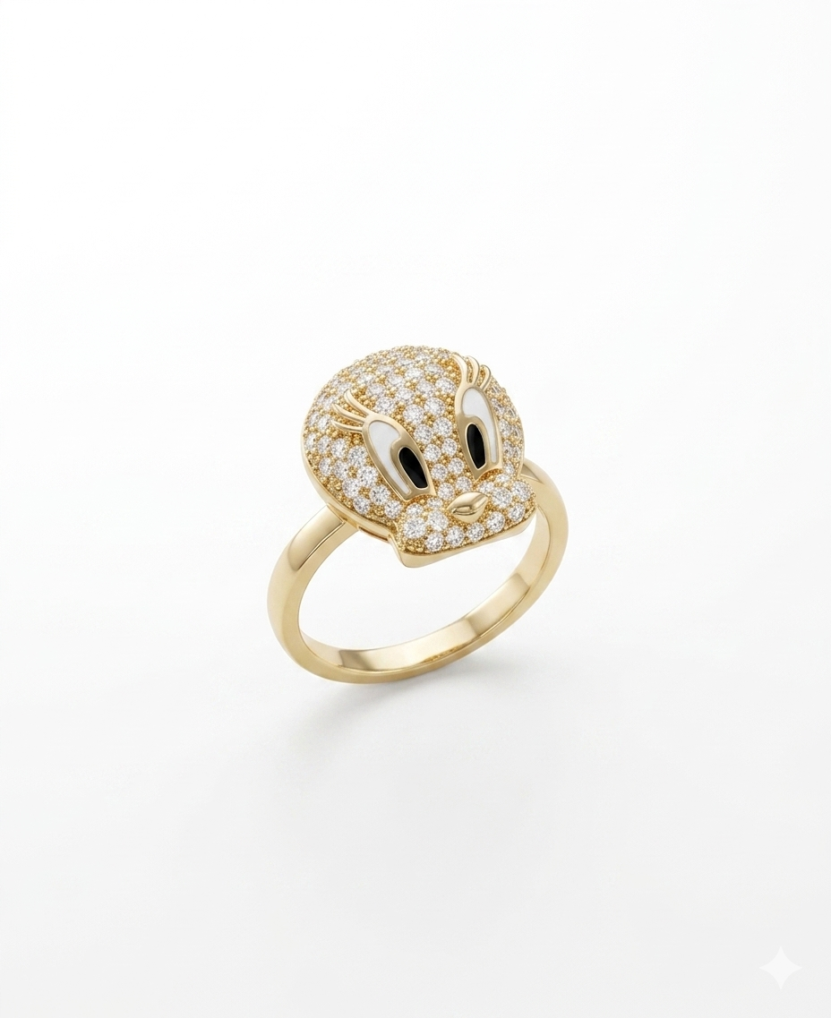 14K CUTE CASIKEE FACE RING – 7 – JY Jewelry Wholesale
