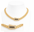 14K DOUBLE CHINO LINK NECKLACE WITH BLACK GREEK DETAILS – 18" 6MM – JY Jewelry Wholesale