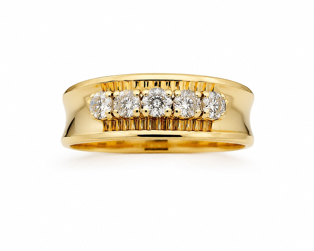 10K FIVESTONES DIAMOND BAND RING – 7 – JY Jewelry Wholesale