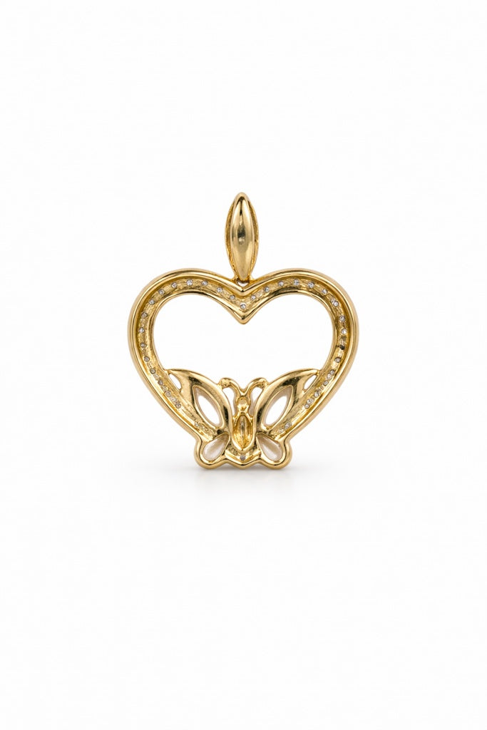 10K DIAMOND HEART WITH BUTTERFLY PENDANT – JY Jewelry Wholesale