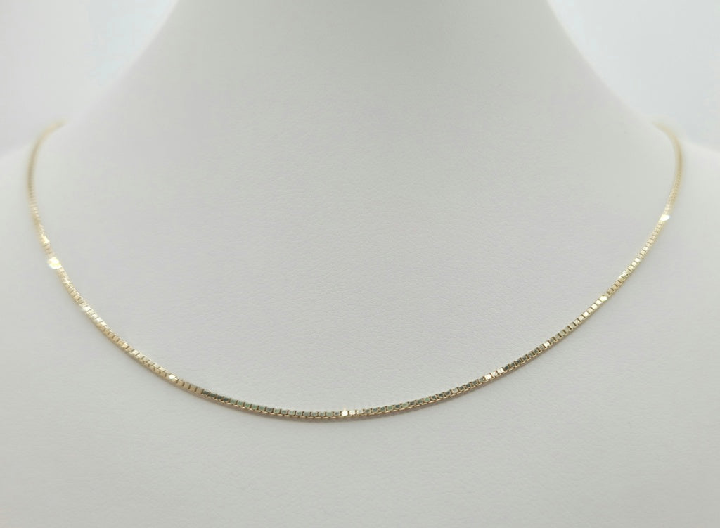 10K BOX CHAIN – 20" 1MM – JY Jewelry Wholesale