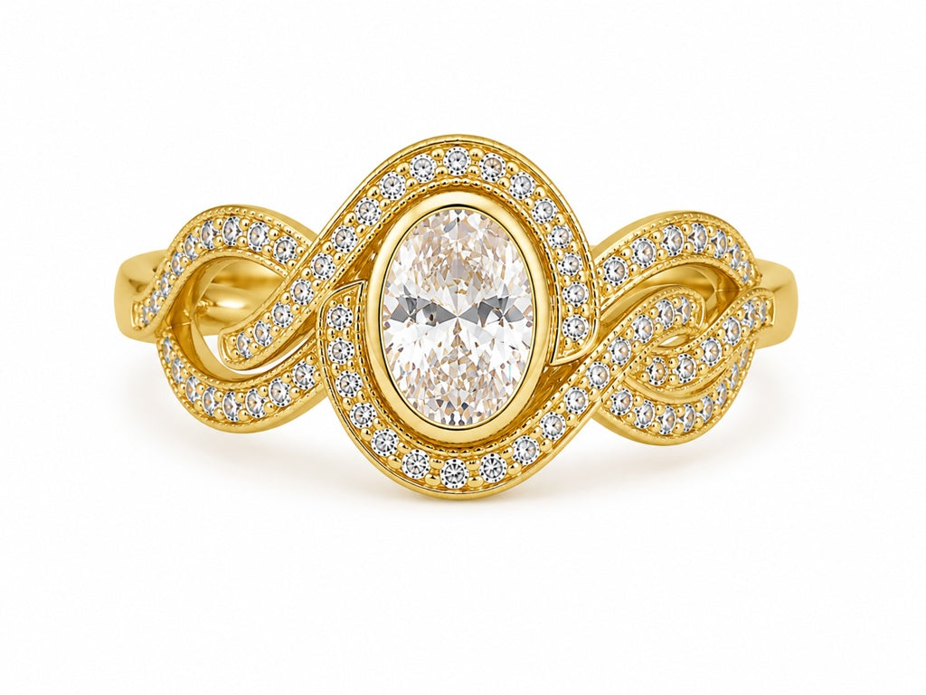 14K ELEGANT WHITE STONE OVAL DESIGN RING – 7.5 – JY Jewelry Wholesale
