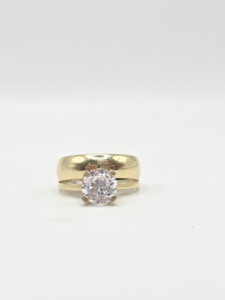 14K PLAIN DESIGN CLASSIC TWO IN ONE ENGAGEMENT RING – 7-8 – JY Jewelry Wholesale