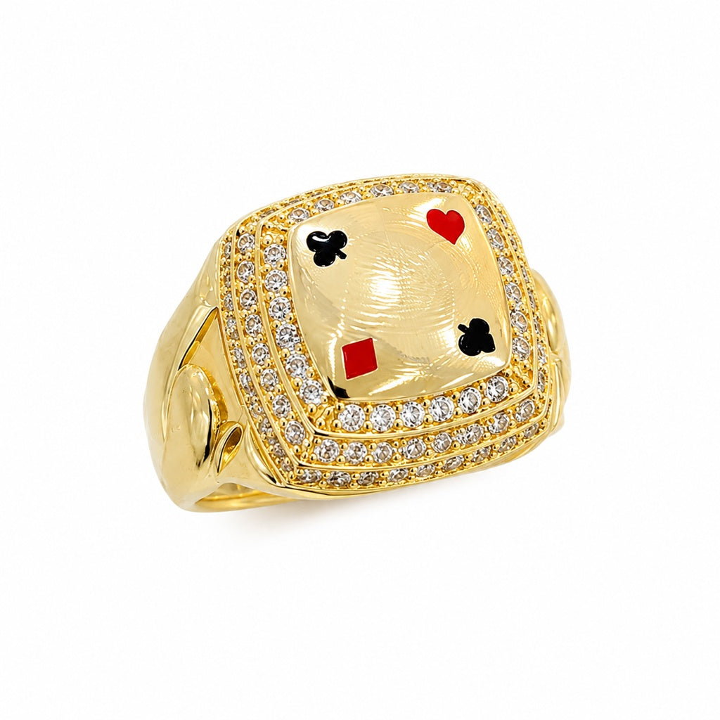 14K MODERN POKER SYMBOLS SQUARE MAN'S RING – 12 – JY Jewelry Wholesale