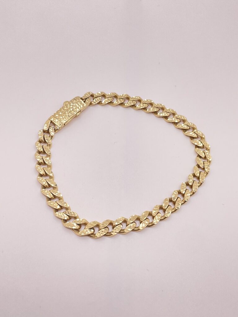 10K DIAMOND CUT MONACO STYLE BRACELET – 8" 7MM – JY Jewelry Wholesale