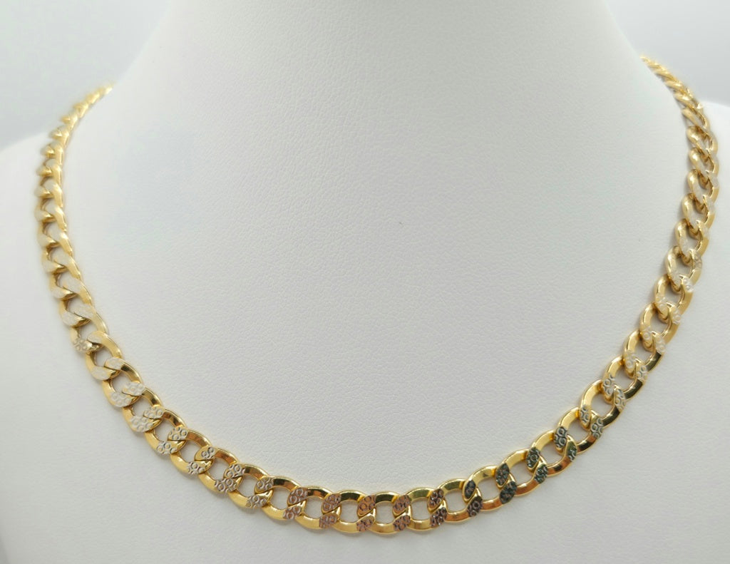 14K TWO TONE CUBAN CURB FLAT CHAIN – 22" 6MM – JY Jewelry Wholesale