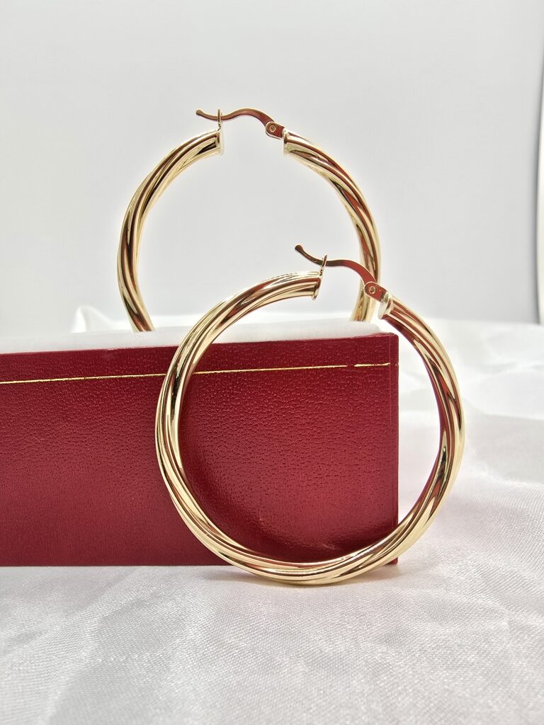 10K CROOKED HOOPS EARRINGS – 6 4MM – JY Jewelry Wholesale