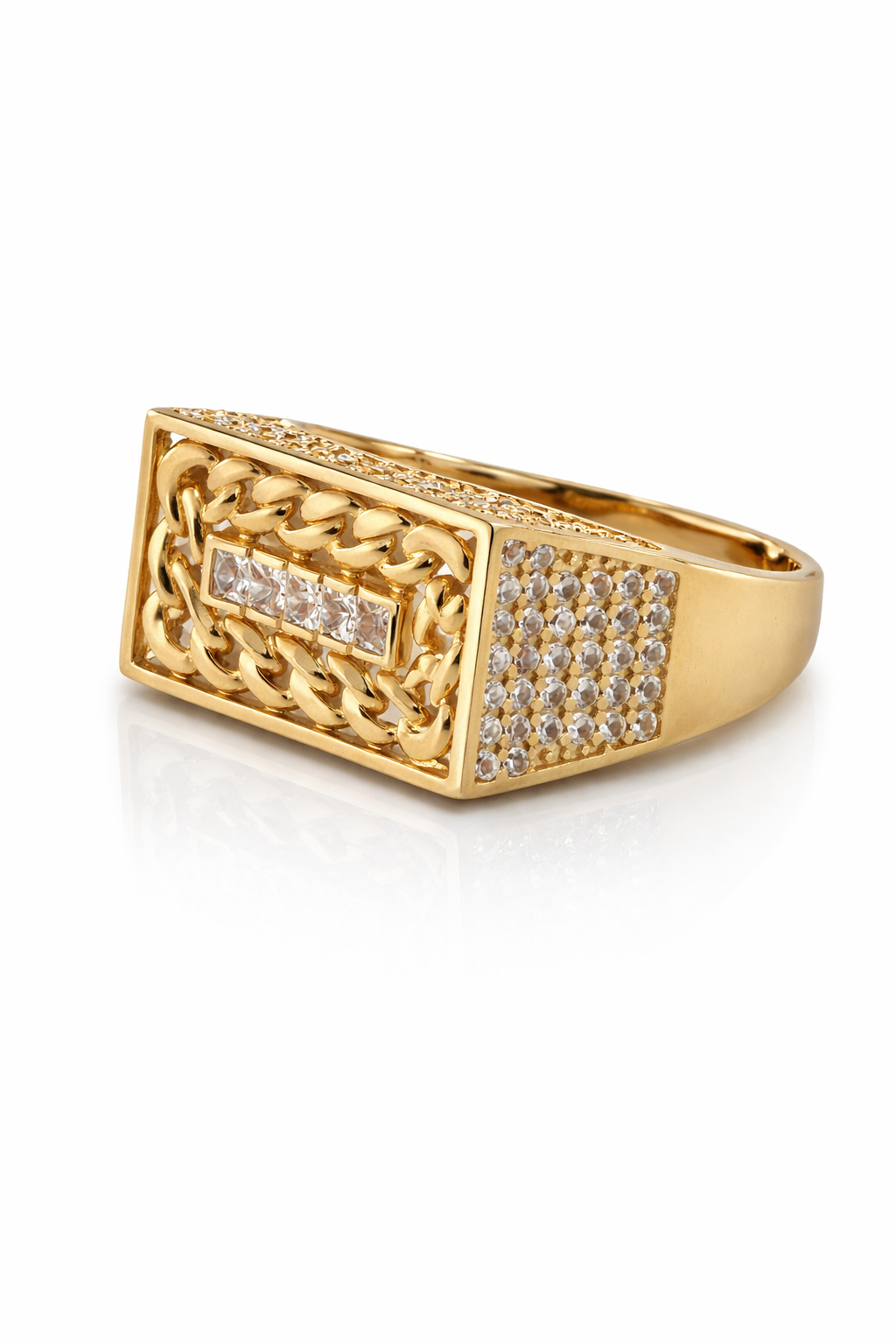 14K MODERN RECTANGULAR CHAIN DESIGN MAN'S RING – 12.5 – JY Jewelry Wholesale