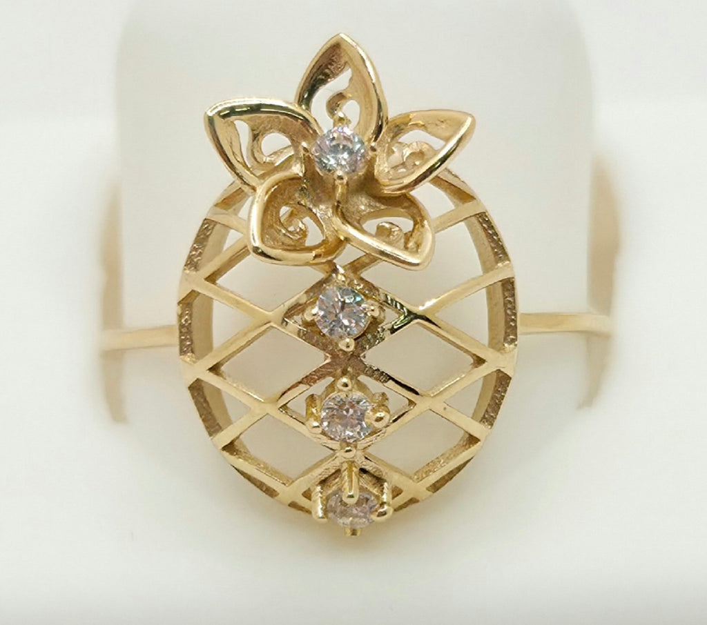 14K DELICATE PINEAPPLE RING – 7.5 – JY Jewelry Wholesale