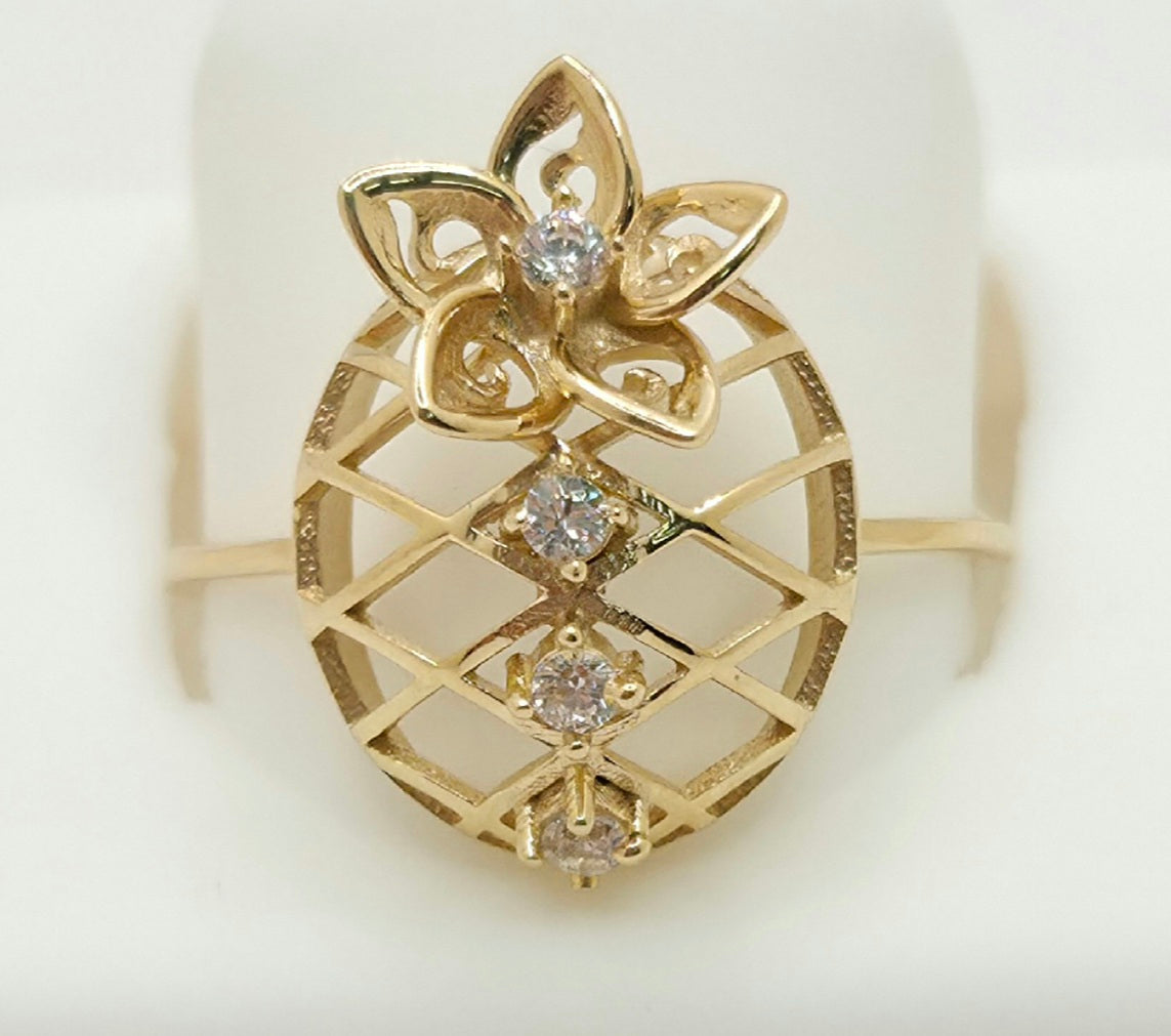 14K DELICATE PINEAPPLE RING – 7.5 – JY Jewelry Wholesale