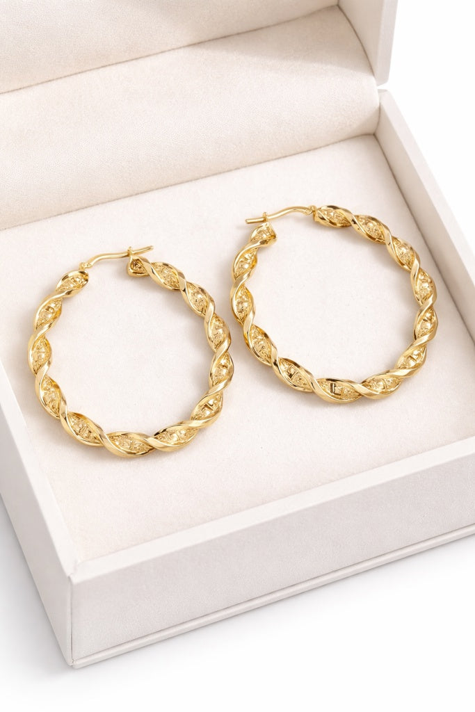 14K MODERN CROOKED GREEK DESIGN HOOPS EARRINGS – 5 – JY Jewelry Wholesale