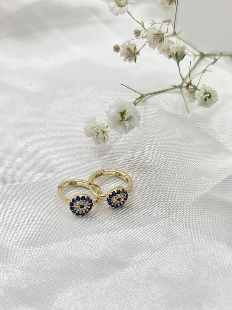 14K BLUE TURKEY EYES HOOPS EARRINGS – JY Jewelry Wholesale