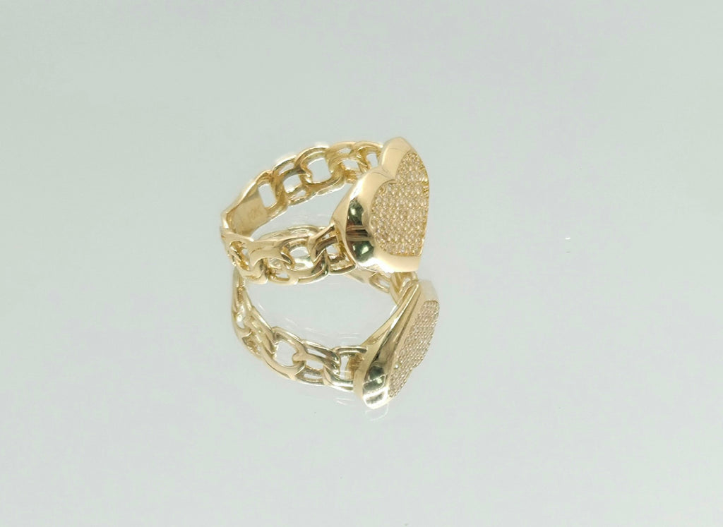 10K CHINO LINK SMALL CZ HEART RING – 8 – JY Jewelry Wholesale