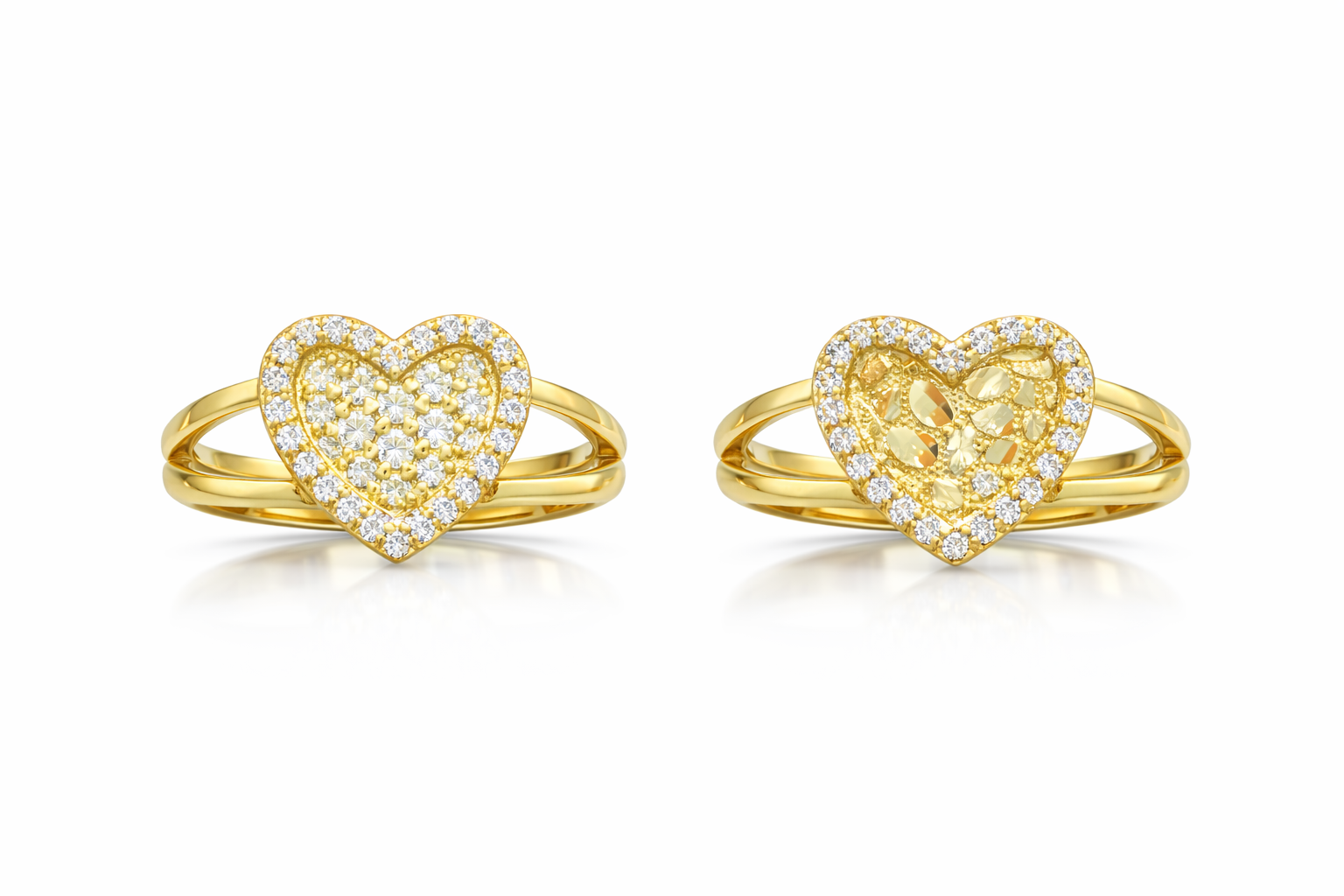 10K CZ FRAME MEDIUM NUGGET HEART RING – 7-7.5 – JY Jewelry Wholesale