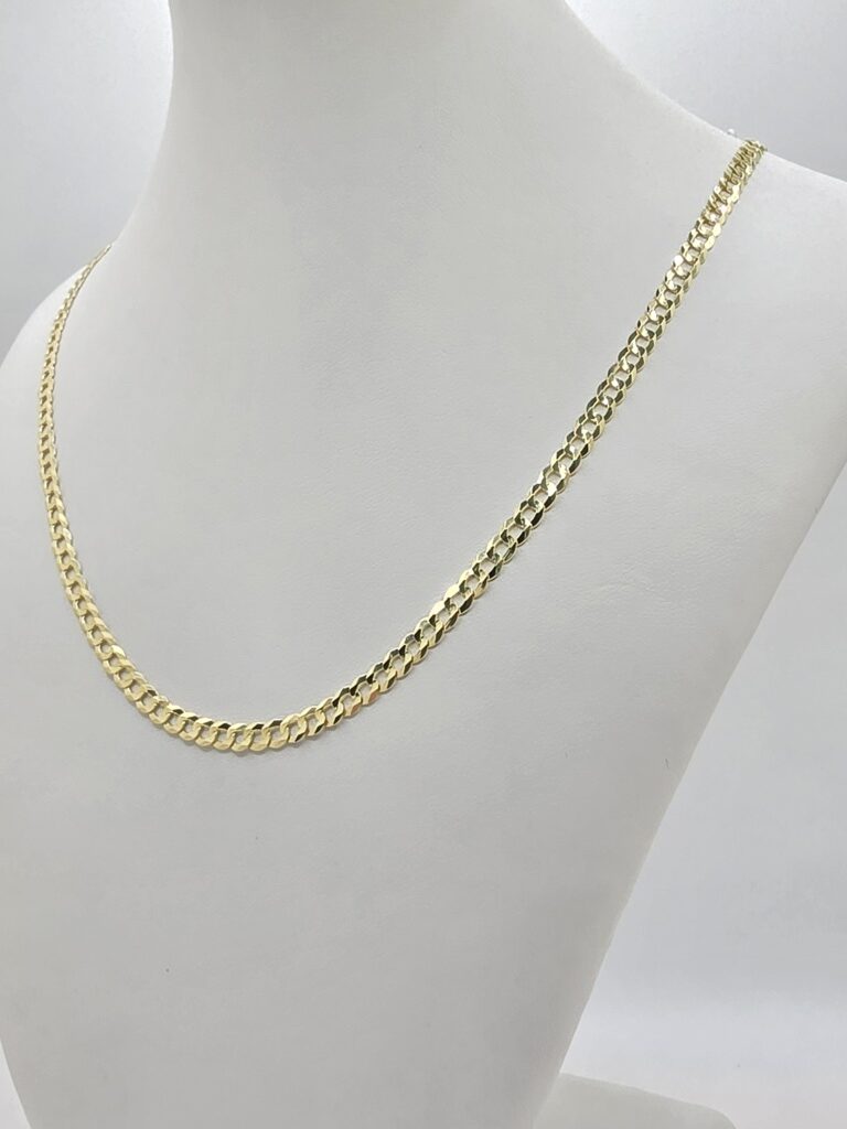 14K SOLID CUBAN CURB FLAT CHAIN – 16" 3.5MM – JY Jewelry Wholesale