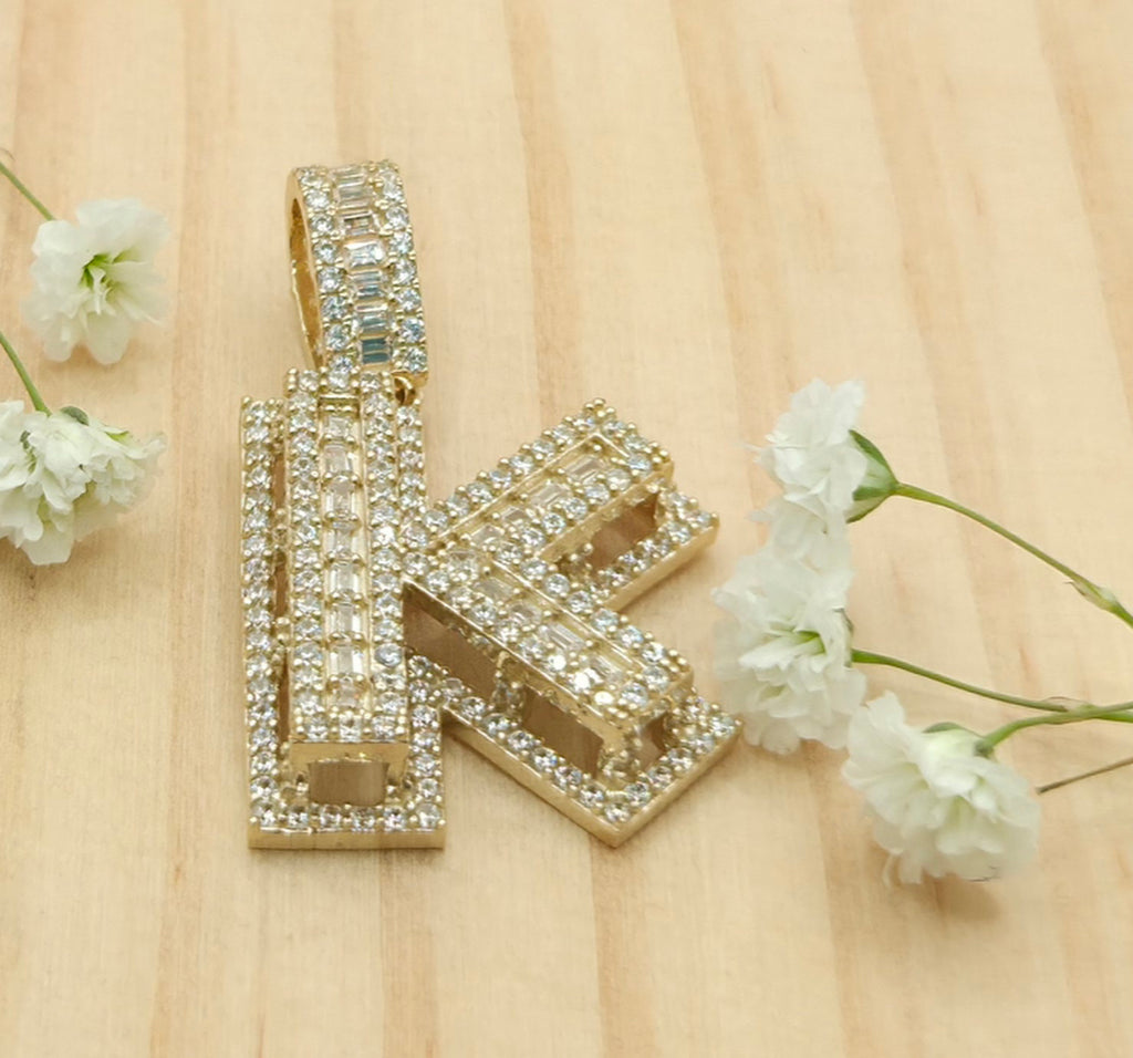 10K SMALL CZ "K" LETTER PENDANT – JY Jewelry Wholesale