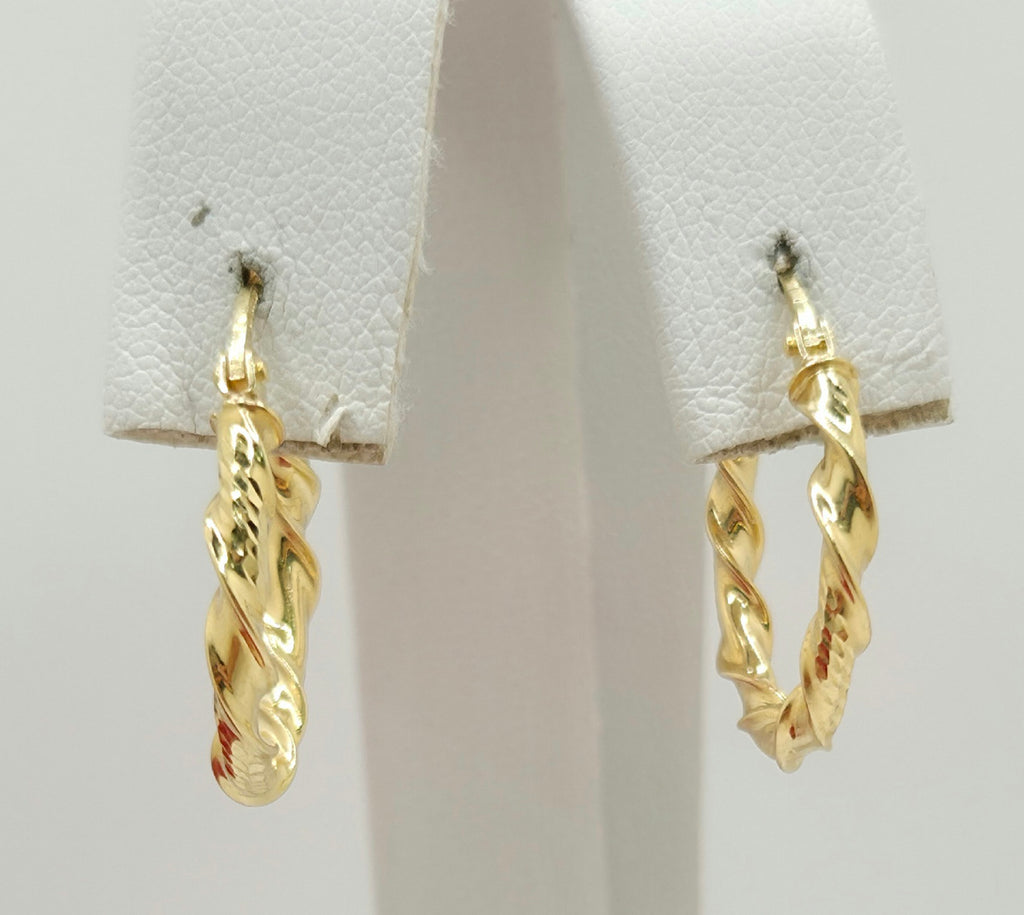 10K ROPE STYLE HOOPS EARRINGS – 2 3MM – JY Jewelry Wholesale