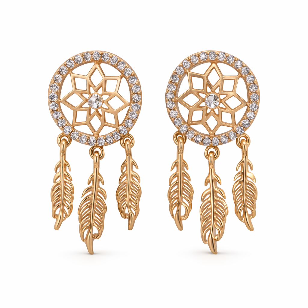 10K CZ DREAMCATCHER EARRINGS – MEDIUM – JY Jewelry Wholesale