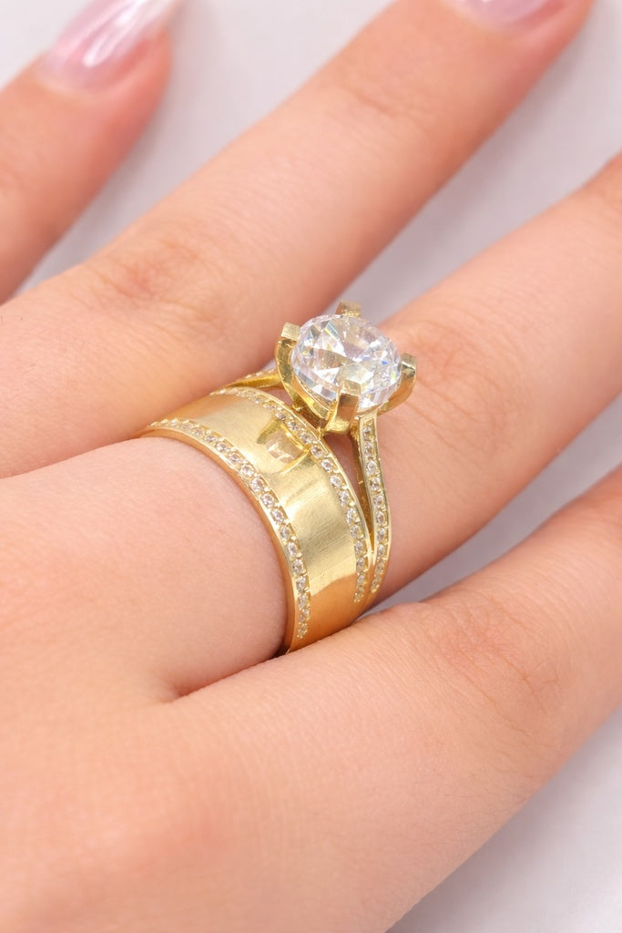 10K WOMEN'S ENGAGEMENT RING WITH DETAILS OF CZ – 7.5 – JY Jewelry Wholesale