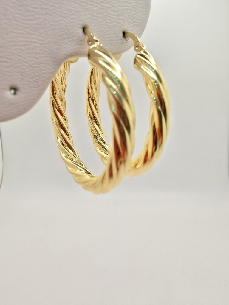 10K CROOKED HOOPS EARRINGS – 6 5MM – JY Jewelry Wholesale