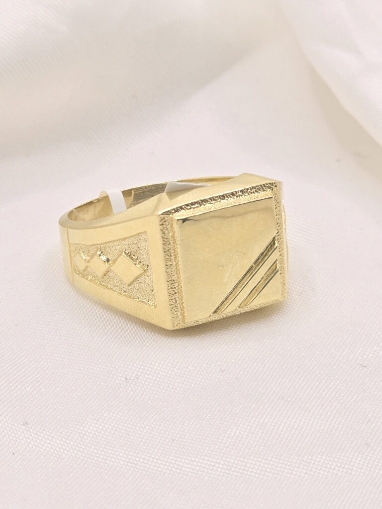 10K SQUARE DEISGN RHOMBUS DETAIL ENGRAVABLE MAN'S RING – 10 – JY Jewelry Wholesale