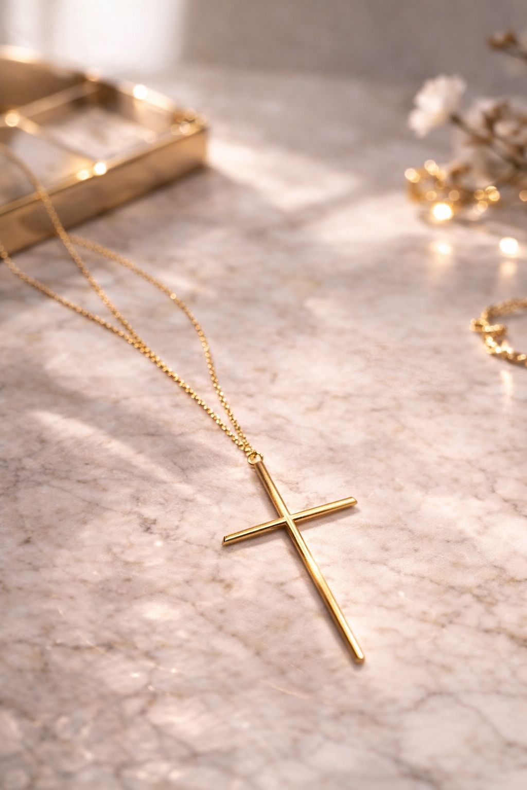 10K CROSS CHAIN – 16" – JY Jewelry Wholesale