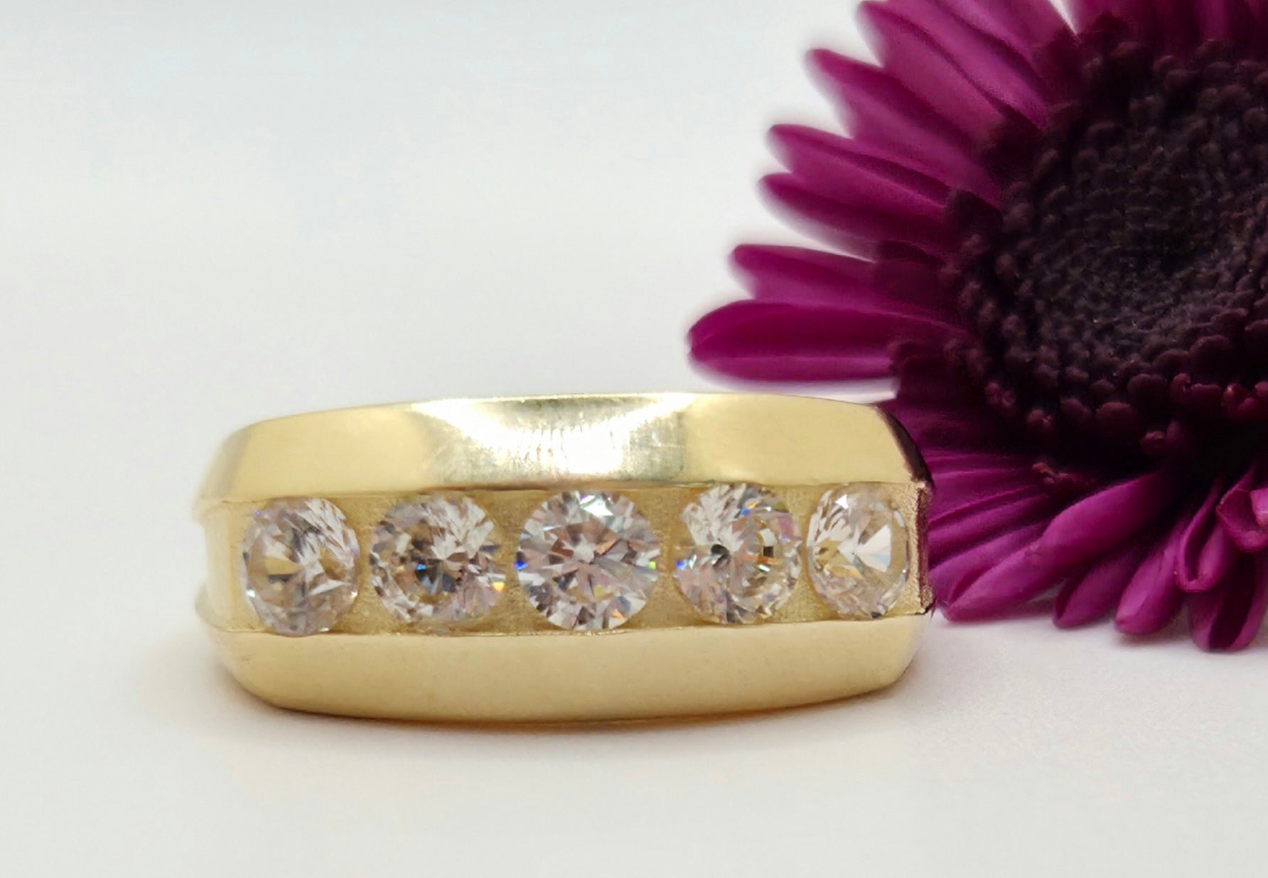 14K CZ WEDDING BAND MEN'S RING – 7 – JY Jewelry Wholesale