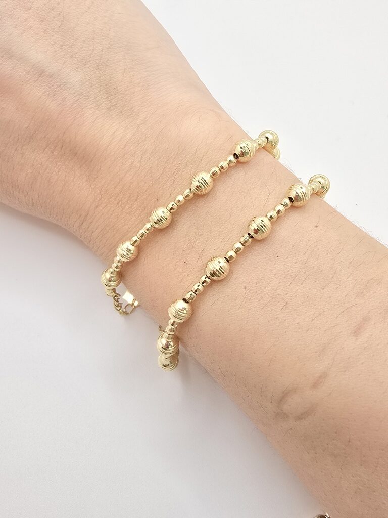 10K YELLOW GOLD SMALL BEAD DIAMOND CUT BRACELET – 7" – JY Jewelry Wholesale