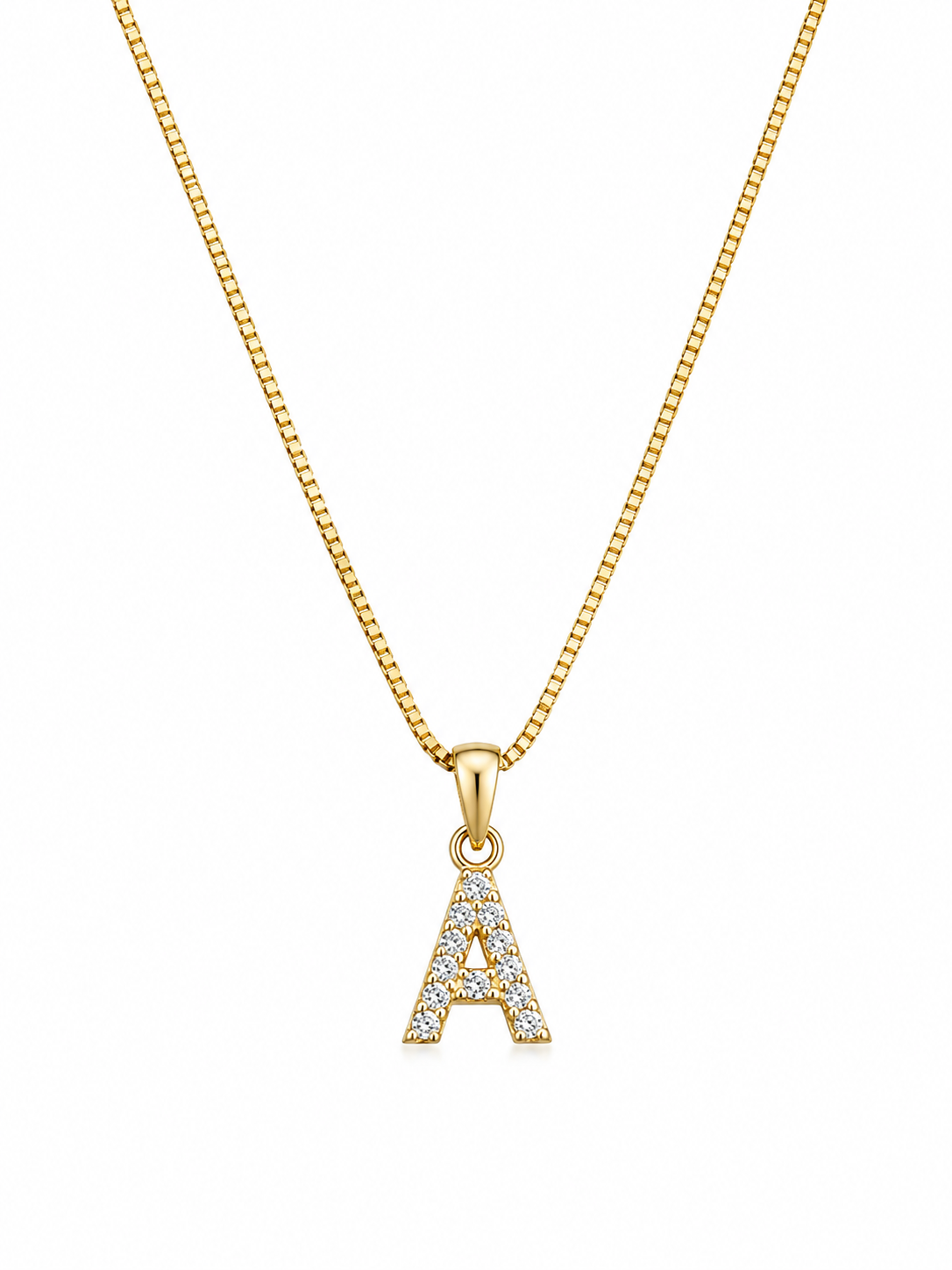 14K LETTERS ''A'' CHAIN+PENDANT – 1MM 18" – JY Jewelry Wholesale