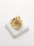 14K MODERN INFLATED INTERTWINED HOOPS RING WITH ZIRCONIA – 7 – JY Jewelry Wholesale