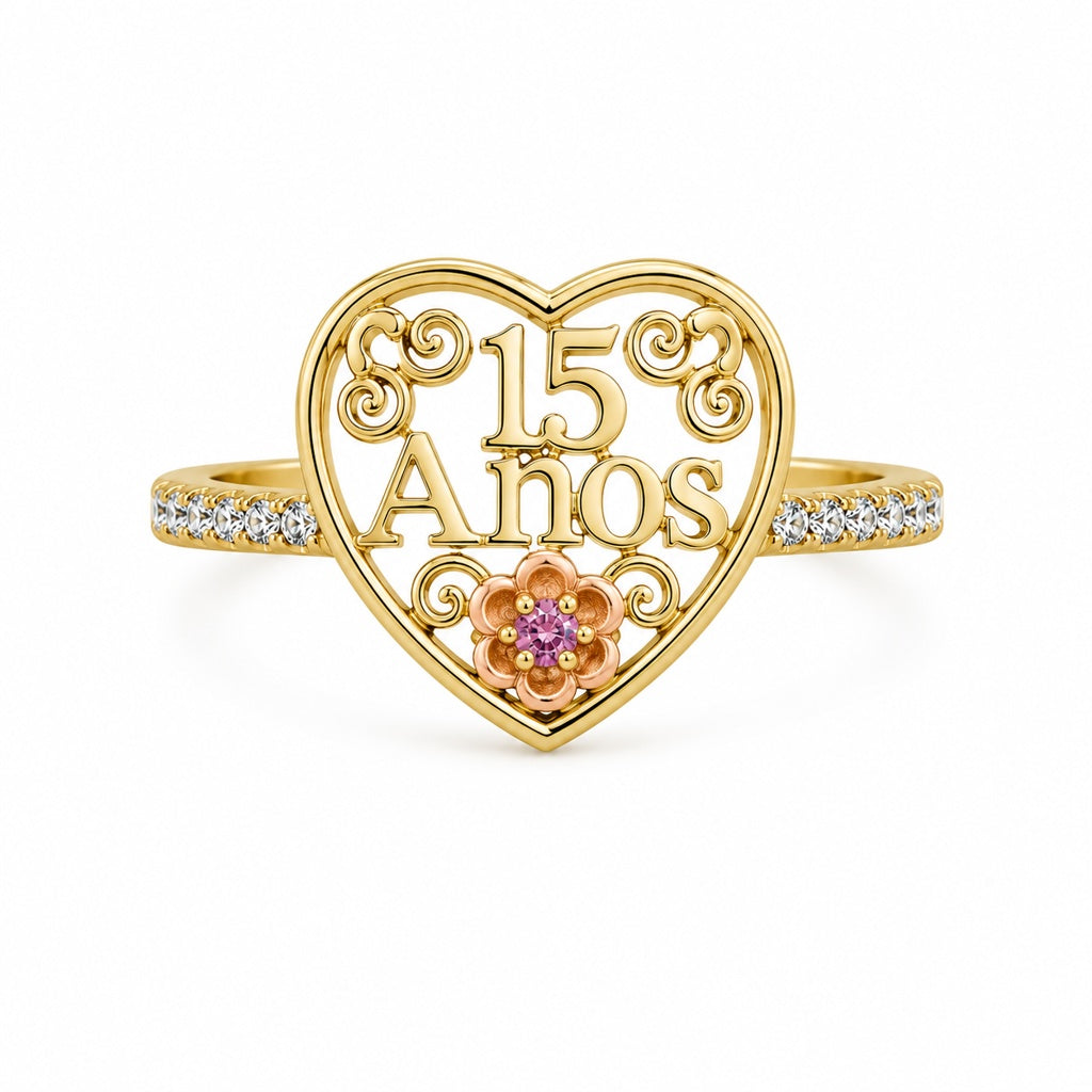 10K FIFTEEN DESIGN HEART WOMAN'S RING – 8 – JY Jewelry Wholesale