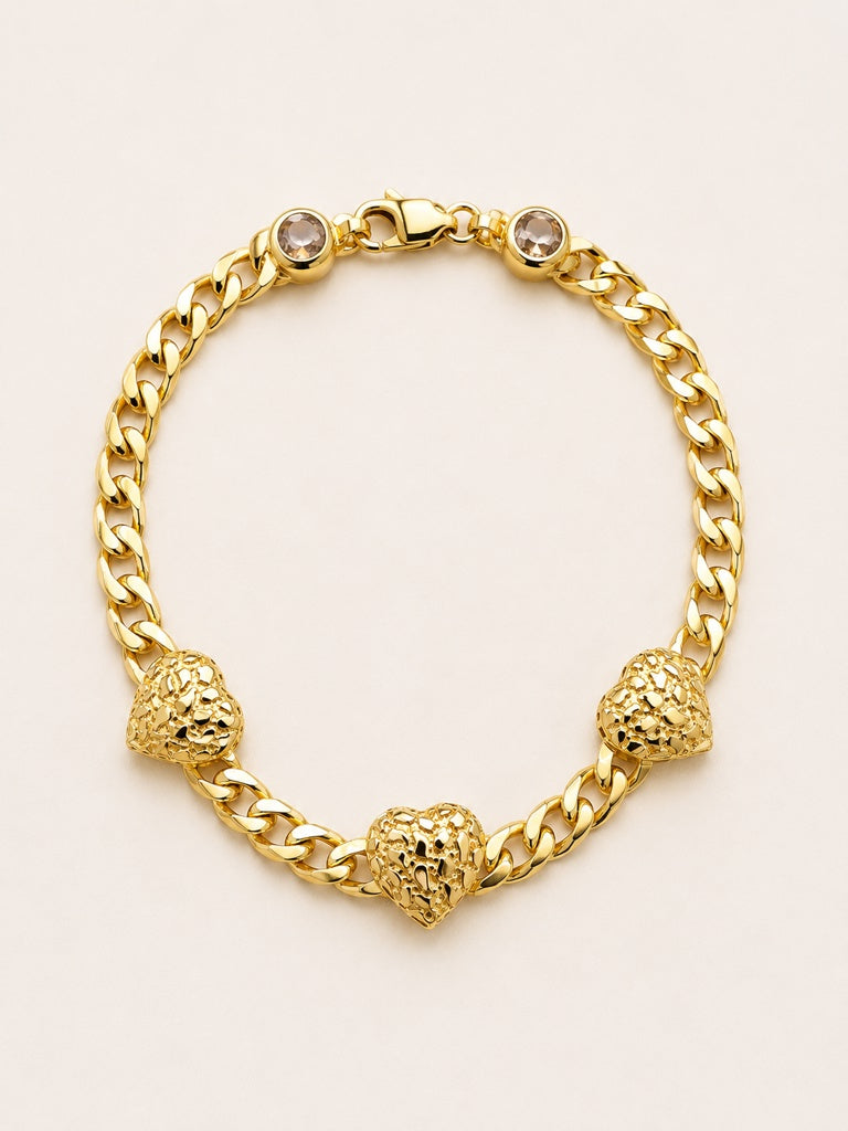 10K NUGGET HEART BRACELET – 7" 5MM – JY Jewelry Wholesale