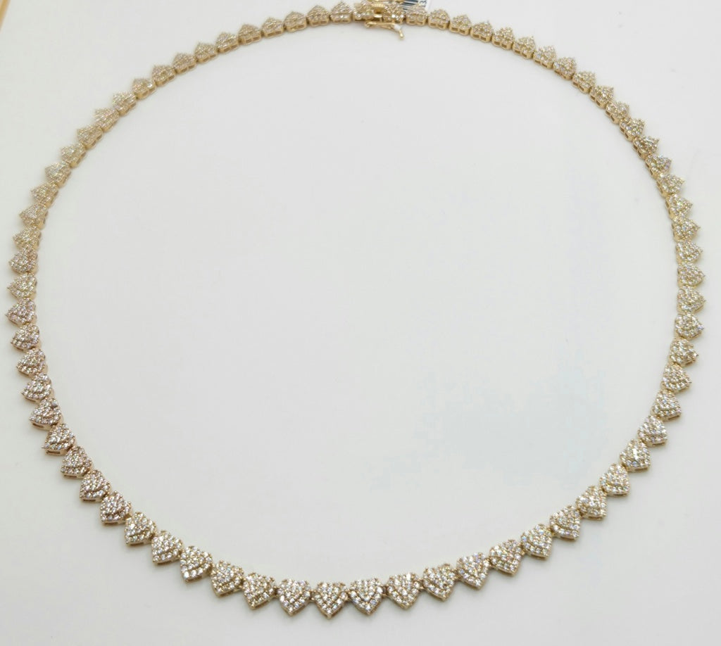 14K SMALL WHITE CZ HEARTS NECKLACE – 18" – JY Jewelry Wholesale