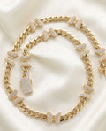 10K CZ LARGE BUTTERFLYS MONACO STYLE NECKLACE – 18" 6MM – JY Jewelry Wholesale