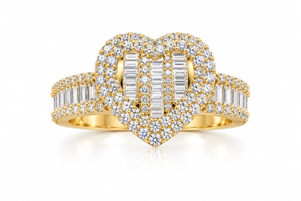 10K BAGUETTE HEART RING+WOMAN – 6.5-7 – JY Jewelry Wholesale