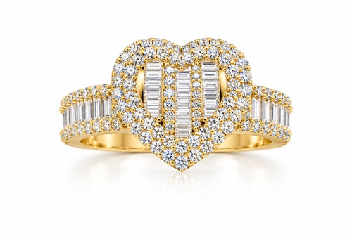 10K BAGUETTE HEART RING+WOMAN – 6.5-7 – JY Jewelry Wholesale