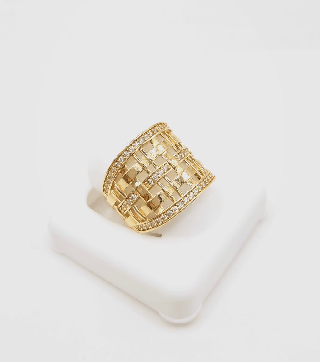 14K MODERN CZ DETAIL RING – 7 – JY Jewelry Wholesale