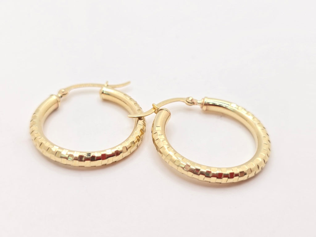 10K SQUARE CUT HOOPS EARRINGS – 3 3MM – JY Jewelry Wholesale