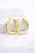 10K ELEGANT DIAMOND CUT DESIGN HOOPS EARRINGS – 4 5.5MM – JY Jewelry Wholesale