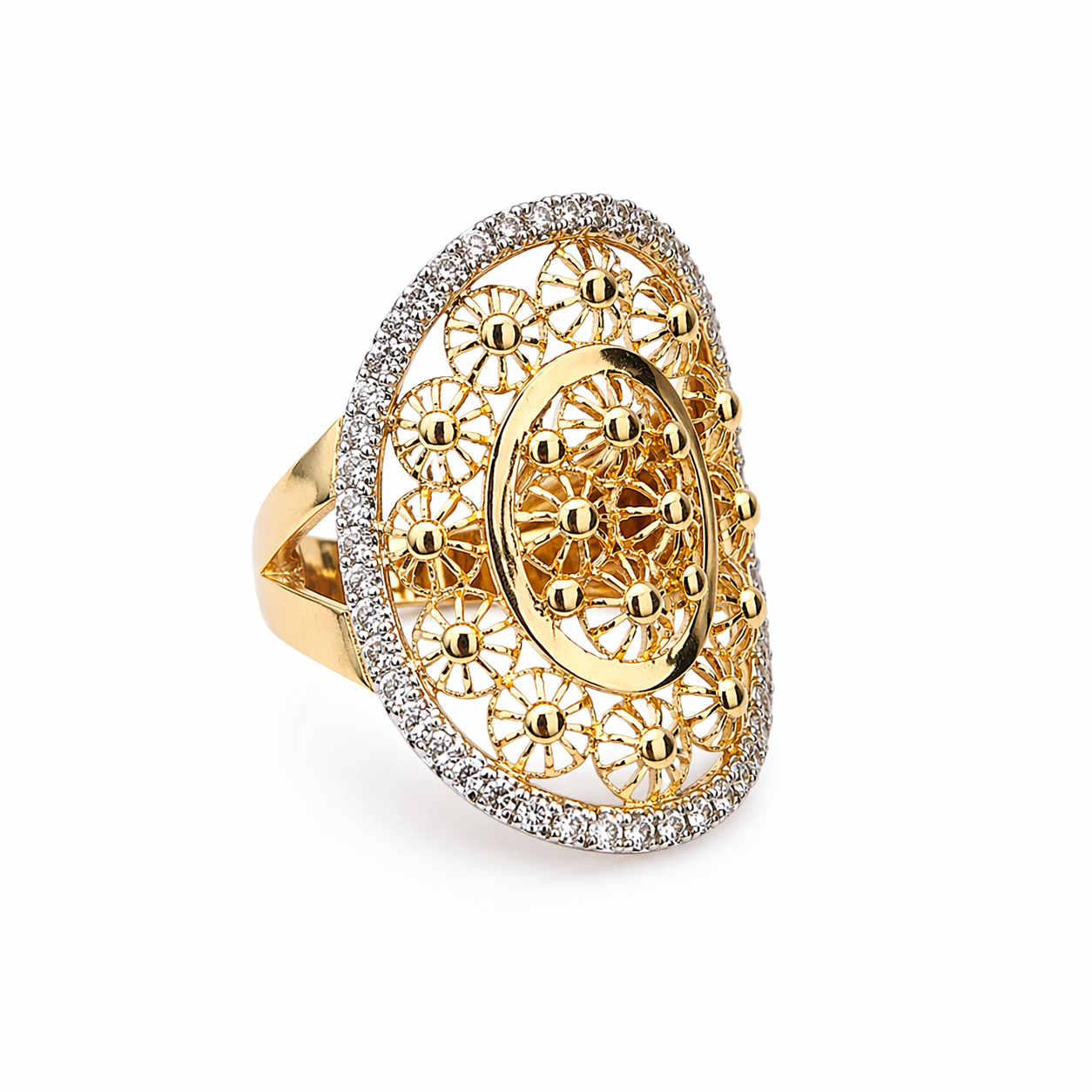 14K ELEGANT OVAL CZ DETAIL RING – 8 – JY Jewelry Wholesale
