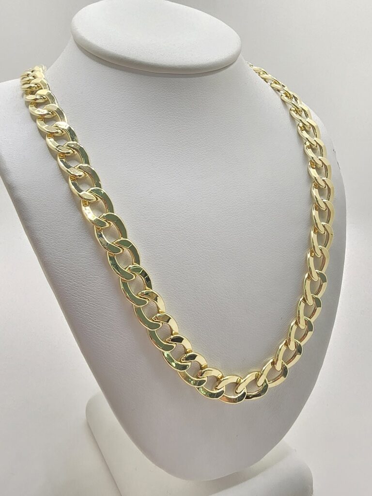 10K HOLLOW CUBAN CURB FLAT CHAIN – 22" 8MM – JY Jewelry Wholesale