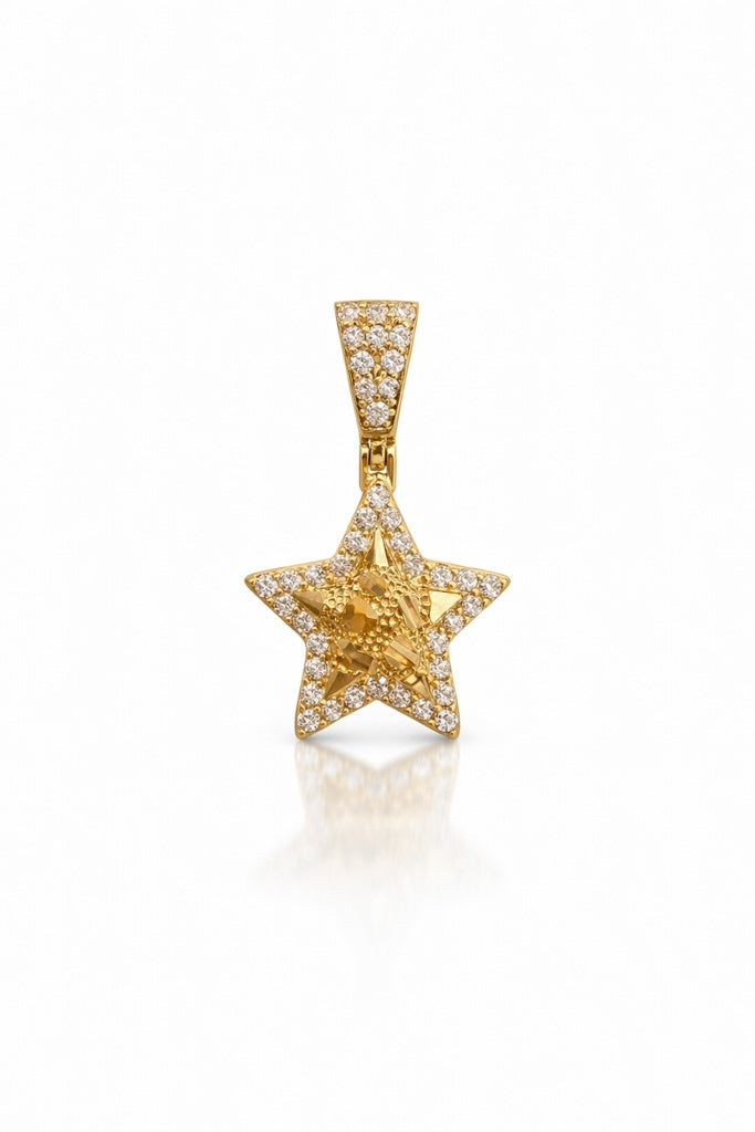 10K CZ FRAME NUGGETS DESIGN STAR PENDANT – SMALL – JY Jewelry Wholesale