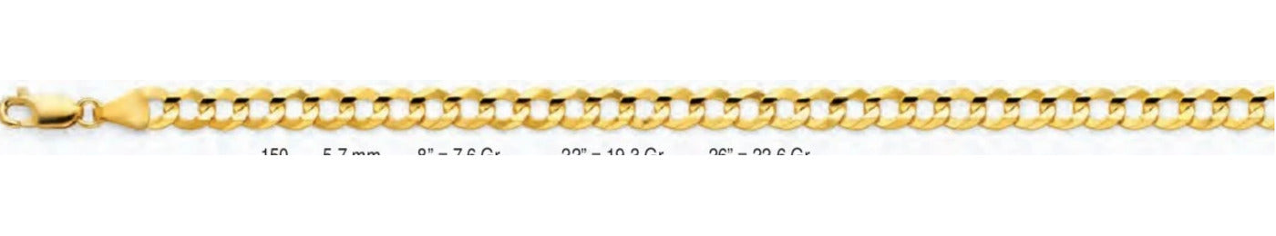 14K Gold Cuban Concave Open Light Chain - 5.7 mm