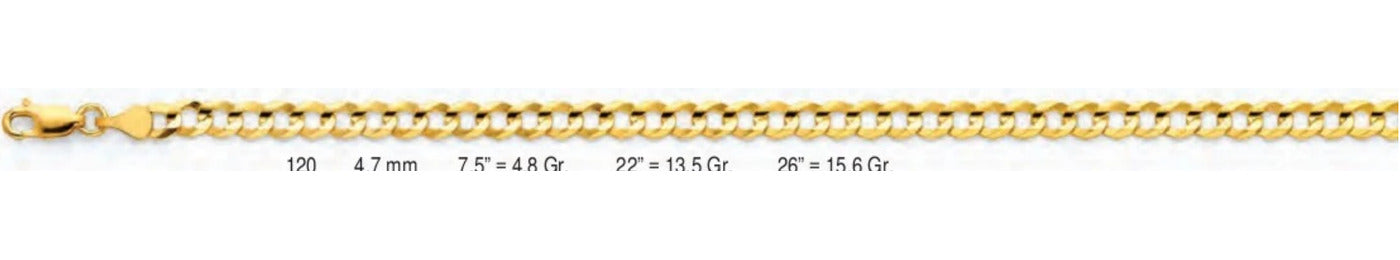14K Gold Cuban Concave Open Light Chain - 4.7 mm