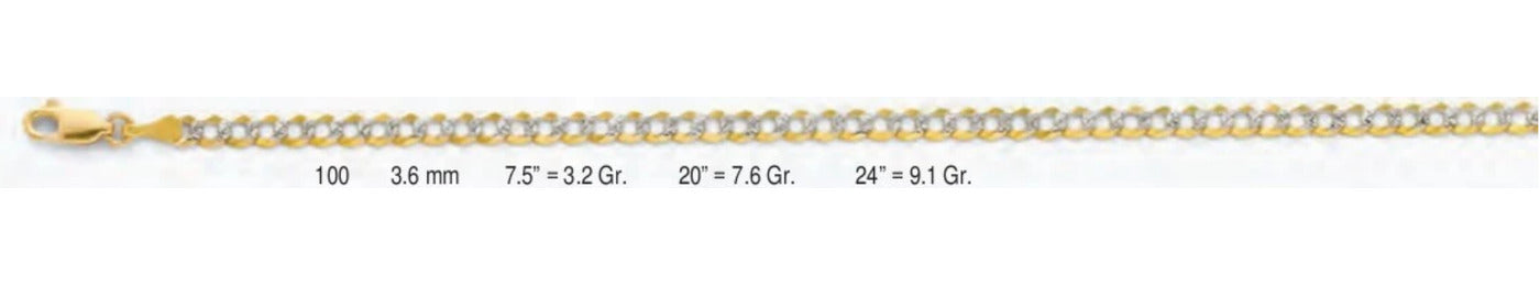 14K Gold Cuban Open Light WP Chain - 3.6 mm