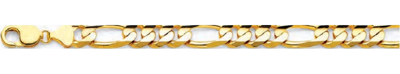 14K Gold Figaro 3+1 Concave Regular Chain - 11.3 mm