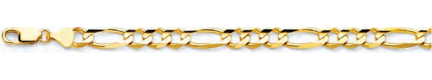 14K Gold Figaro 3+1 Concave Regular Chain - 8.6 mm